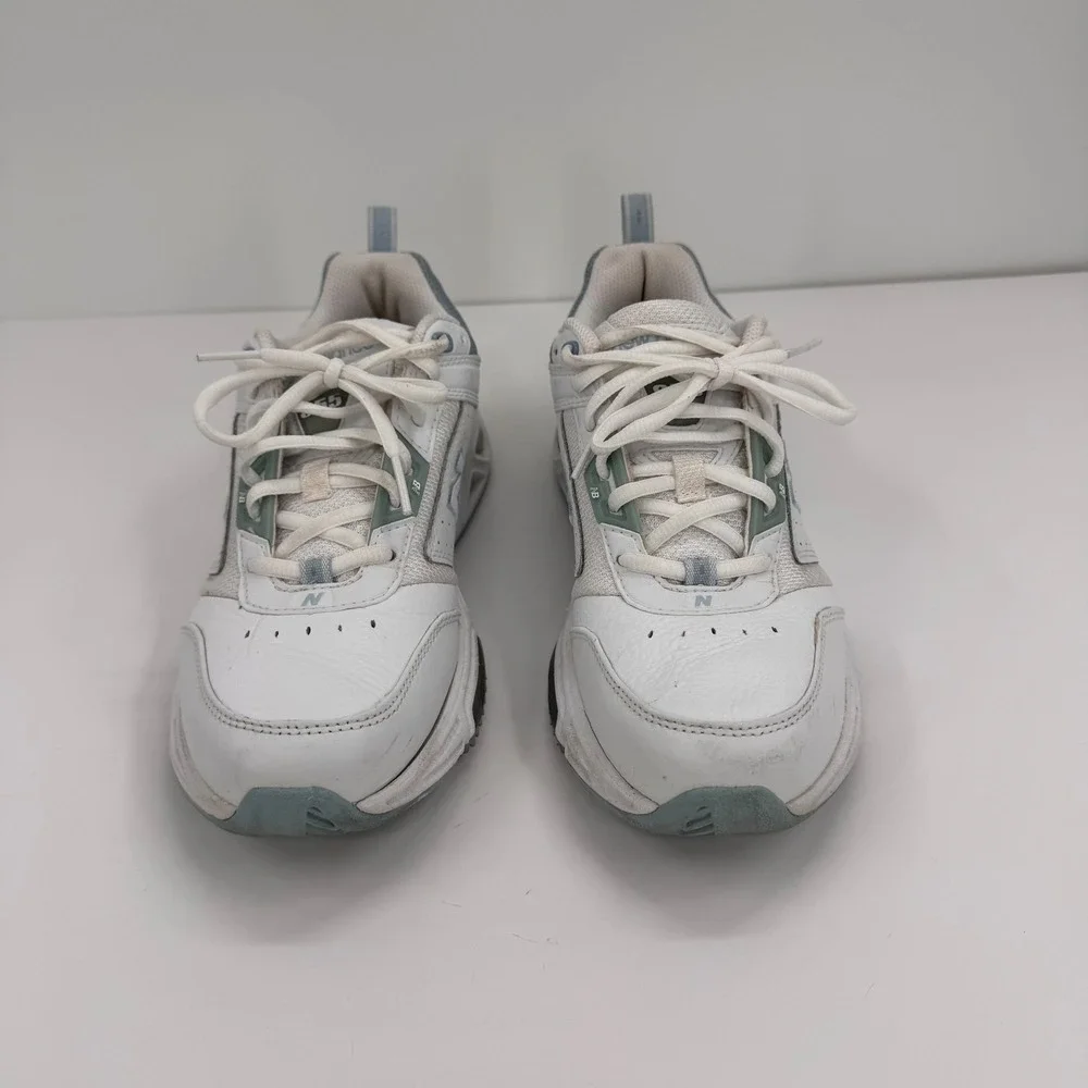 New Balance 855 Women's 8 Roll Bar White Blue Leather Walking Shoes - Picture 2 of 13